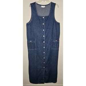 Karin Stevens Vintage Denim Jean Dress Jumper Button Down Women Size 12‎